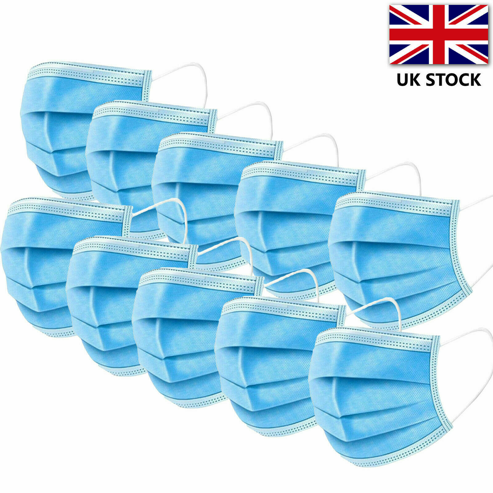5x Face Mask 3 ply Disposable Protect Mouth Guard Masks Respiration UK